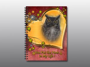 Great Horned Owl Valentine Notebook- Moment of Perception Photography