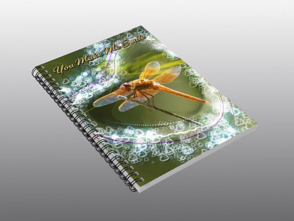 Smiling Dragonfly Valentine Notebook - Moment of Perception Photography