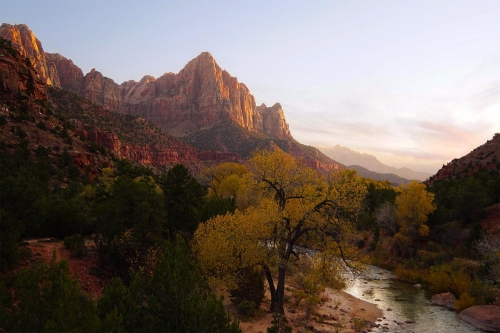 Zion at Sunset with Fall Foliage - Moment of Perception Photography